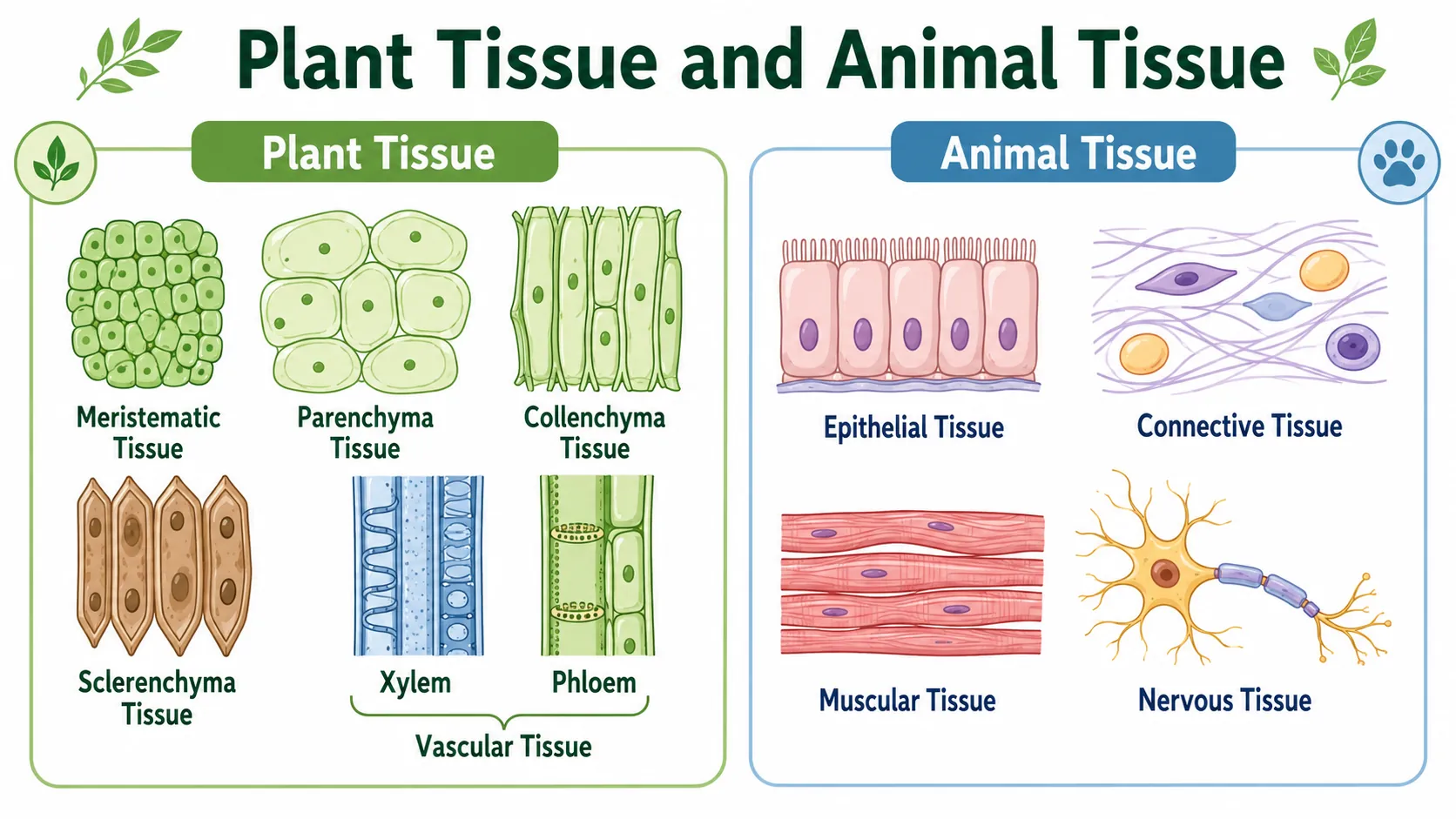 Plant tissue and animal tissue comparison